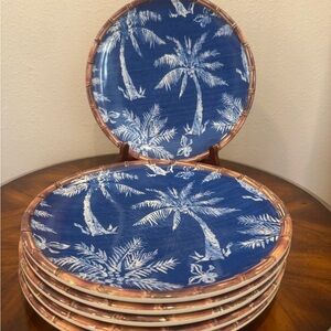 Member’s Mark 6 Piece Melamine Dinner Plates Set Tropical Pattern 11”